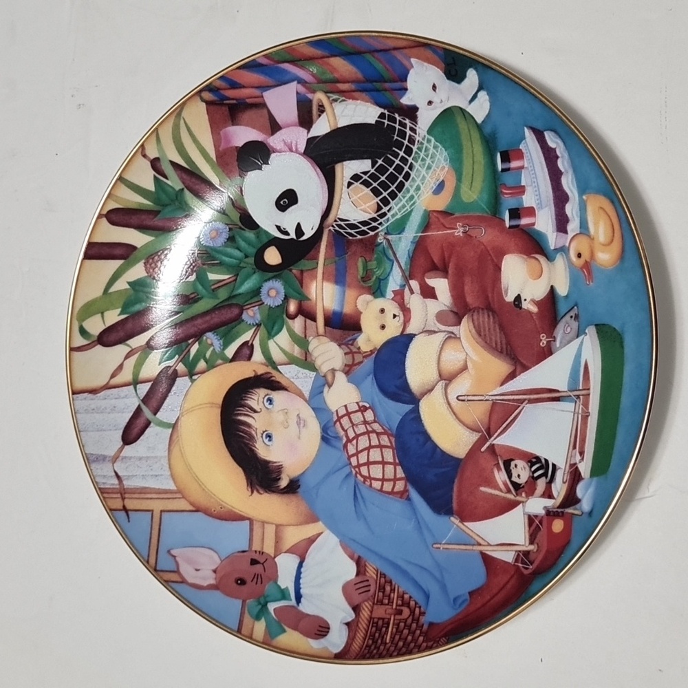 1987 Vintage Limited Edition Carol Lawson Collector Plate Little Fishermqn